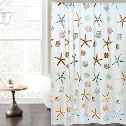 Plastic Shower Liner - Premium EVA Thickened Shower Curtain Liner with Rustproof Grommets and 3 Weighted Magnets, Waterproof Shower Curtain for Bathroom… (6G-Starfish, 72”*72”) - color: 6g-starfish, size: 72”*72”