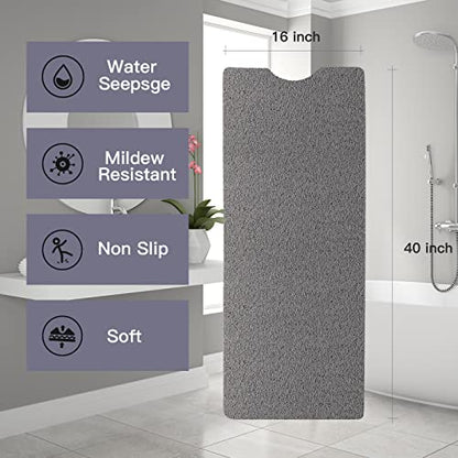 Bathtub Mat Non Slip Shower Mat Soft PVC Loofah Bath Tub Mats with Drain for Bathroom Tub 40 x 16 Inch (Grey) - color: Grey