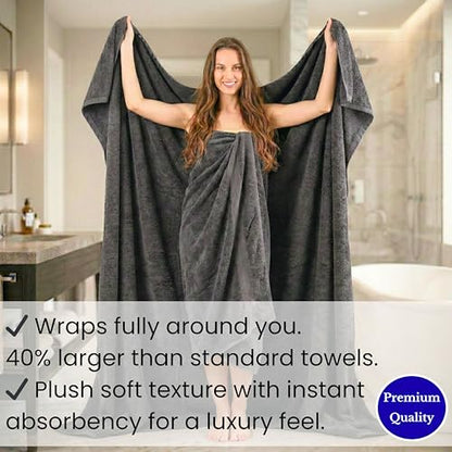 SALBAKOS Luxury 100% Turkish Cotton Bath Sheet 40x80 in (1-Piece, Gray) | Extra Large Jumbo Oversized Bathroom and Beach Towel, Super Soft Highly Absorbent Thick Premium Hotel Quality, Made in Turkey - color: Gray, size: Jumbo Bath Sheet