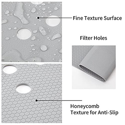 Webos Shower Mat for Textured Surface：Silicone Non Slip Shower Mat Without Suction Cups Foldable - Square Bath Mat for Reglazed Tub Textured Shower Floor (Grey, 21x21 Inches) - color: Gray