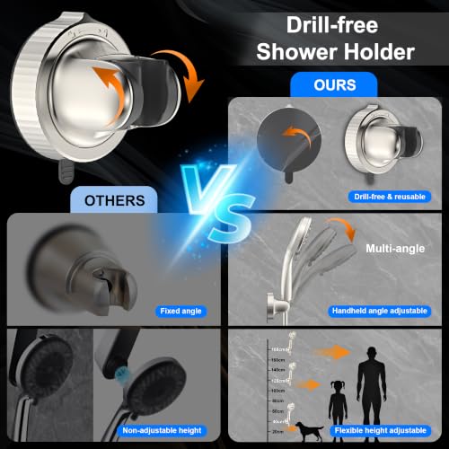 Dual Rainfall Shower Head With Handheld Showerhead, High Pressure Shower Head With Handheld Spray Combo, 8-Mode Showerhead with Adjustable Extension Arm, 71 Inch Hose & Suction Cup Holder, Starlight - color: Starlight