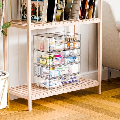 8 Pack Clear Stackable Storage Drawers,Acrylic Drawer Organizer for Medicine,Palettes,Hair Accessories and Makeup Organizer,Plastic Drawers for Cabinet,Office,Desk,Bathroom Storage Containers - style: 8 PACK