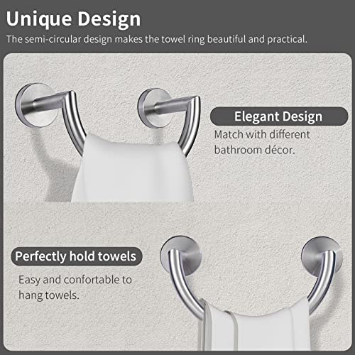 HouseAid Stainless Steel Towel Ring for Bathroom, Hand Towel Holder, Modern Semi-Circular Hand Towel Rack, Wall Mounted, Brushed Nickel - color: Brushed Nickel
