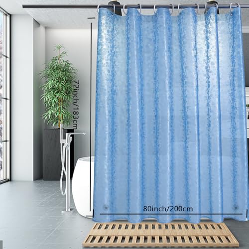 Shower Curtain Liner, Waterproof EVA 3D Shower Curtains with Duty Heavy Bottom Magnets and Rust Proof Grommets, Weighted Shower Liner for Shower Stall, Bathtubs - color: Blue Pebble, size: 72"W x 78"L (Pack of 1)