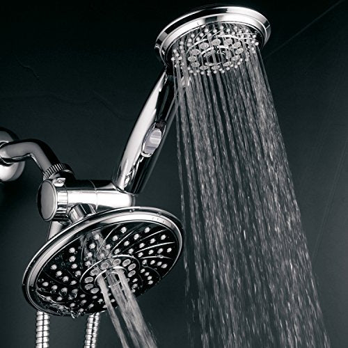 HotelSpa - Shower Heads with Handheld Spray - High Pressure Shower Head - 6 Inch Showerhead, 4 Inch Handheld Shower Head - 2-in-1, 30-Setting Shower Heads, 5-to-7 Foot Shower Hose, Showerspa (Chrome) - color: Chrome