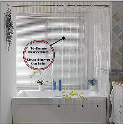 Elegant Comfort Heavy Duty Weight Waterproof Clear Shower Curtain Liner, 72" x 72 inches Long Shower Liner for Bathroom with 3 Bottom Magnets and Rust Proof Grommets (3 Pack)
