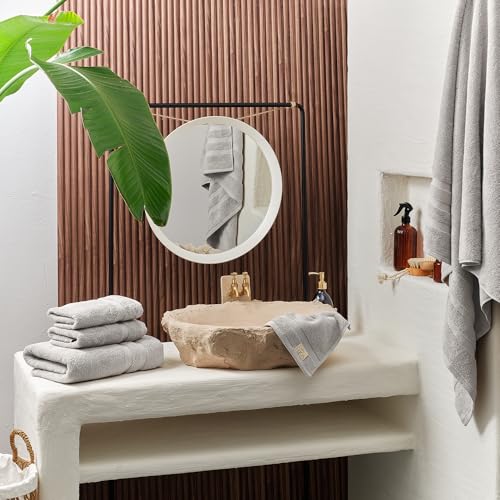 SOFE H&L | Olea Luxury Cotton Turkish Bath Towels Set of 4 Cool Gray | Premium, Soft, Durable, Absorbent | Hotel Quality Plush Towels and Thick Towel Sets - color: Cool Gray, size: Set of 4 (4 Bath Towels)