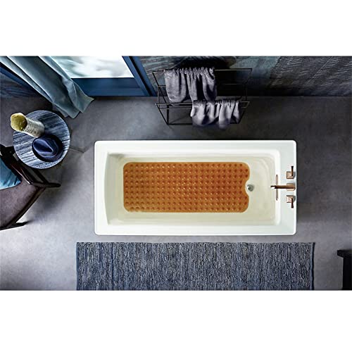 Tree Bud Bathtub Mats for Shower Tub Non-Slip Bath Mat 39 x 16 Inch Extra Long Shower Mat, Bath Tub Mat for Bathroom with Machine Washable, BPA Free for Kids (Clear Brown) - color: Clear Brown