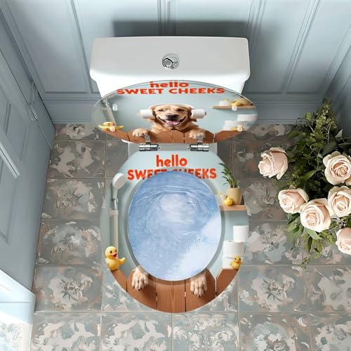 Round Resin Toilet Seat, Quietly Close Quick Release Hinges Cover | Toilet Lid Cover Easy to Clean and Install, Funny Dog Animal Hilarious Rustic Farmhouse Country Wooden Heavy Duty Toilet Seat - color: pattern4, size: O-shape