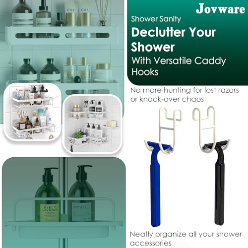 Shower Caddy Hooks, Razor Hanger for Shelf and Loofah (White - 2 Open) - color: White - 2 Open