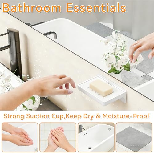 SUOXING 2 Pack Bar Soap Holder for Shower Wall,Self Draining Adhesive Soap Holder,Rustproof Wall Mounted Acrylic Shower Soap Rack & Caddy for Bathroom,Bath,Kitchen,No Drilling PlasticSoap Shelf,White - color: White