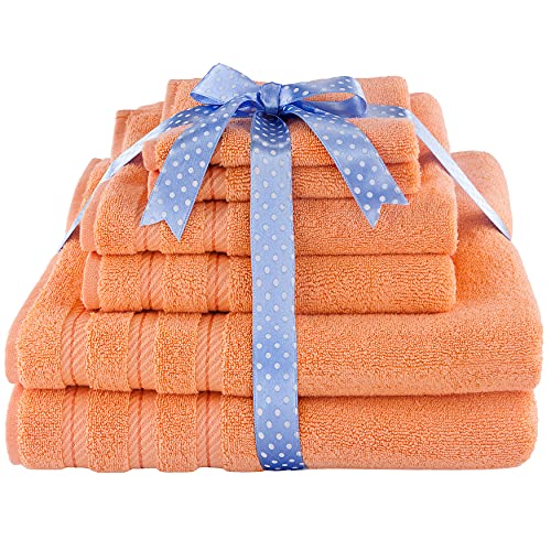 American Soft Linen 100% Carde Cotton 6 Piece Towel Set, 590 GSM Heavy Weight Soft Absorbent Turkish Towels for Bathroom, Malibu - color: Malibu
