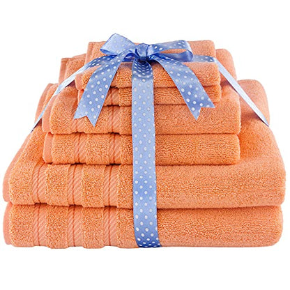 American Soft Linen 100% Carde Cotton 6 Piece Towel Set, 590 GSM Heavy Weight Soft Absorbent Turkish Towels for Bathroom, Malibu - color: Malibu