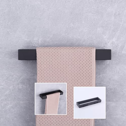 GERZWY Modern Black Towel Holder SUS304 Stainless Steel Towel Hanger Towel Ring for Bathroom Lavatory Wall Mount Contemporary Style HG1706-BK - color: Black
