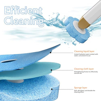 Disposable Toilet Cleaning System Disposable Toilet Brush with 18 Wand Refills Bowl Cleaner Wands ＆ Scrubber Refill Heads Wall Hanging Cleaning System