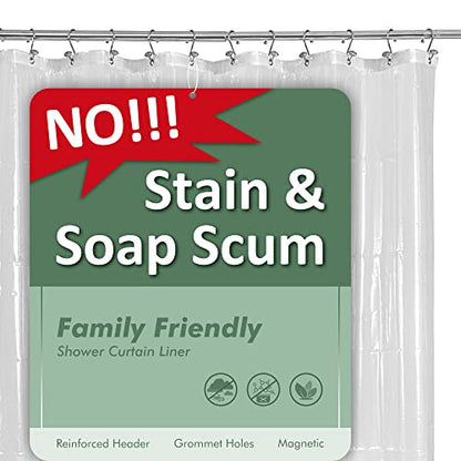 Barossa Design Premium Shower Curtain Liner Standard Size, Clear | Oeko-tex Certified, Rustproof Grommets, 3 Bottom Magnets, Waterproof PEVA, Cute Lightweight Bathroom Curtain - color: 1a. Clear, size: 72"W x 72"L (Pack of 1)