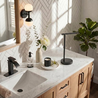 Hoimpro Hand Towel Holder Stand Bathroom Towel Bar Rack Countertop Black | Free Standing Towel Hanger for Bathroom Kitchen Vanity Counter,13 Inch, Stainless Steel, Towel Ring, Bath Accessories , Matte - color: Matte Black