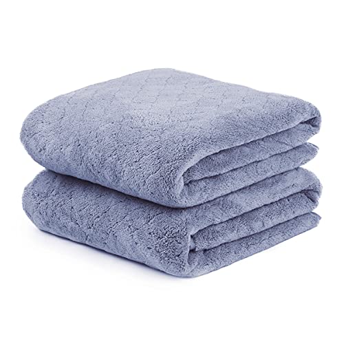 JML Microfiber Bath Towels, Ultra Soft, Super Absorbent, Fast Drying, No Fading, Large Body Towel Set for Shower, Gym, Sauna, Sport, Travel, Fitness, SPA,Yoga (Coral Fleece Blue, 30 in x 60 in) - color: Blue, size: 2 Pack (30 in x 60 in)