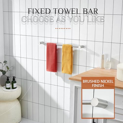 KOKOSIRI Towel Bar Brushed Nickel 24-Inch Bathroom Towel Holder Single Rack Bathroom Hardware Accessories Wall Mounted Stainless Steel, B4007BR-L24 - color: Brushed Nickel, size: 24-Inch