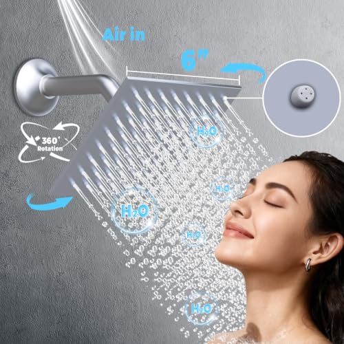 Thermostatic Digital Dual Rain Heads Tub Shower System Can Run Together | 4-Way Shower Faucts Set with Waterfall Spout, 12" Rainfall + 6" Tilted Shower and Brass Handheld, Brushed Nickel - color: Brushed Nickel, style: 12” + 6" + Spout