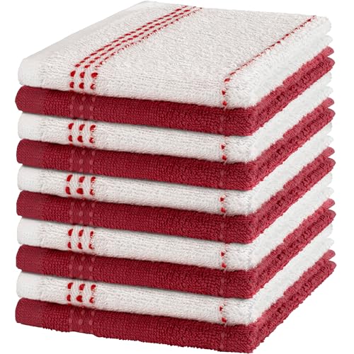 100% Cotton Washcloths 12x12 in, Blue Set (10 Pack) - color: Blue
