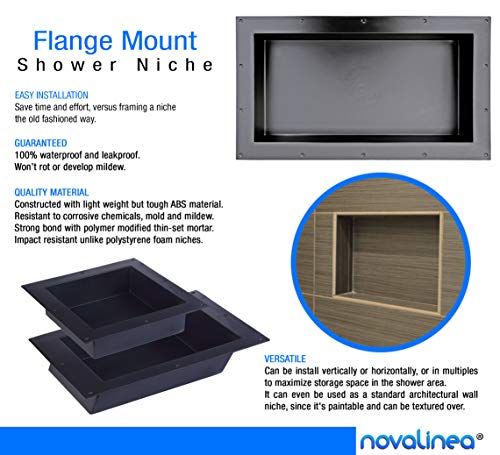 Large Wide Single Shelf Recessed Shower Niche, Ready to Tile, 16" x 28" x 3.75" - size: 16" x 28" Single Shelf