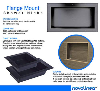 Large Wide Single Shelf Recessed Shower Niche, Ready to Tile, 16" x 28" x 3.75" - size: 16" x 28" Single Shelf