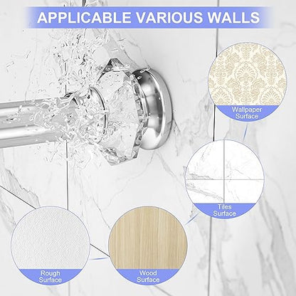 Shower Rod-EUPLAR Shower Curtain Rod, 43-72 Inches Adjustable Spring Tension Curtain Rod, No Drill, Rust Proof, Non-Slip Tension Shower Curtain Rods for Bathroom, Chrome