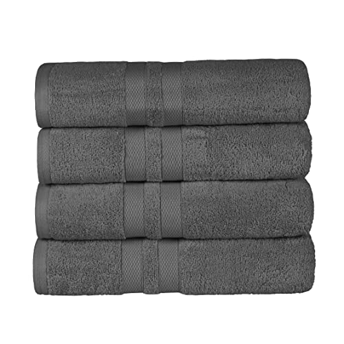 Superior Ultra-Soft 4-Piece Cotton Bath Towel Set, Home Essentials Includes 4 Bath Towels, Absorbent Towels for Daily Use, Guest/Master Bathroom Decor, Shower Basics, Quick Dry - Charcoal - color: Charcoal, size: Bath Towel (4-Pack)