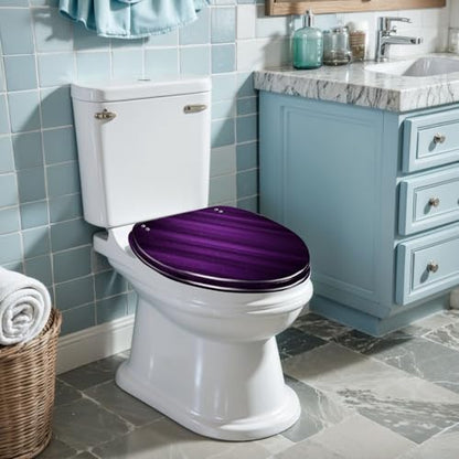 Elongated Toilet Seat Purple abstract Resin Toilet Seat Slow Quiet Close with Quick-Release Hinges Toilet Seat with Cover Easy to Clean Install - color: Color7, size: V-Elongated