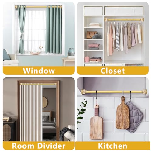 Shower Curtain Rod 27 to 60 Inch,1 Inch Diameter Shower Rod for Bathroom, No Drilling Tension Curtain Rod for Window, Adjustable Spring Tension Rod,No Drilling,No Rust,Gold - style: Gold-S