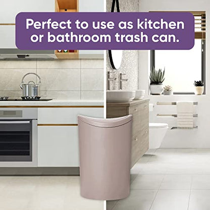 Superio Mini Bathroom Trash Can with Lid, Modern Mini Waste Bin with Swing Lid (1 1/2 Gallon, 6 Liter) Plastic Garbage Can for Kitchen, Bathroom, Bedroom, Office, Under Desk (1, Taupe) - color: Taupe