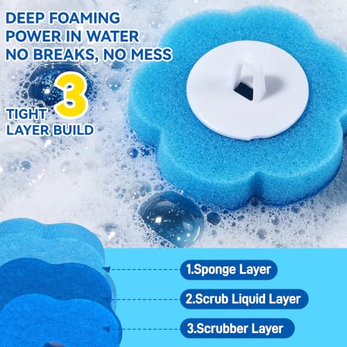 120 Count Disposable Toilet Brush Refills Pads for Most Toilet Wands | Prefilled Cleaning Deep-Scrubbing Toilet Pads, 3-Layer Sponge, For Bathroom Cleaning, Sinks, Tubs & Floor Drains - size: 120 refills