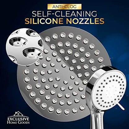 Shower Head With Handheld Combo, 6 Inch High Pressure Rainfall Showerhead With Hand Held 70 Inch Hose for Bath - Adjustable Swivel Shower Head Spray Anti-leak Nozzles - Universal Fit - size: 2.5 GPM
