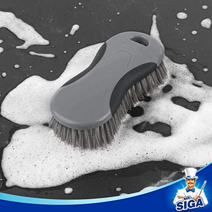 MR.SIGA Multi Purpose Heavy Duty Scrub Brush - Pack of 2 | Strong bristles with effective scrubbing power, ideal for kitchen, bathroom, shower and everyday household cleaning. - color: Gray & Black