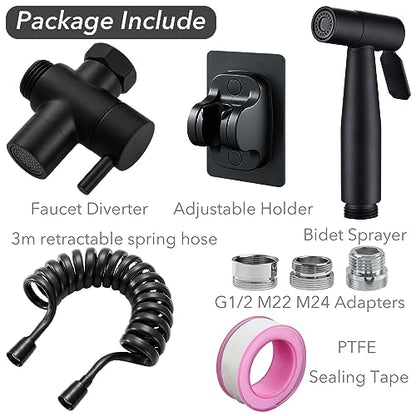 Handheld Bidet Sprayer Attachment G1/2 Toilet Bidet with 9.8ft Hose - color: Black