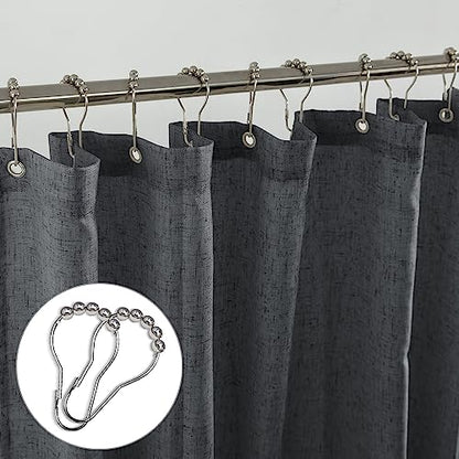 KOUFALL Dark Grey Waterproof Linen Fabric Shower Curtain for Bathroom 72x84 Inches Long - color: Dark Grey, size: 72"W x 84"L (Pack of 1)
