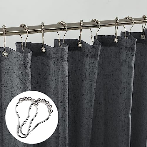 KOUFALL Dark Grey Shower Curtains for Bathroom Set with Hooks,Waterproof Linen Cloth Fabric Shower Curtain,Charcoal Grey,72x72 Inch - color: Dark Grey, size: 72"W x 72"L (Pack of 1)