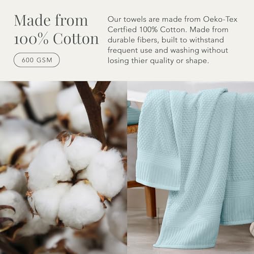 NY Loft 100% Cotton 6-Piece Bath Towel Set | Seafoam | Oeko-TEX | Quick-Dry | 30" x 52" Bath Towels | 16" x 28" Hand Towels | 12" x 12" Washcloths | Super Absorbent | Designer-Styled Texture - color: Seafoam, size: 6 Piece Set