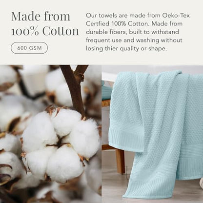 NY Loft 100% Cotton 6-Piece Bath Towel Set | Seafoam | Oeko-TEX | Quick-Dry | 30" x 52" Bath Towels | 16" x 28" Hand Towels | 12" x 12" Washcloths | Super Absorbent | Designer-Styled Texture - color: Seafoam, size: 6 Piece Set