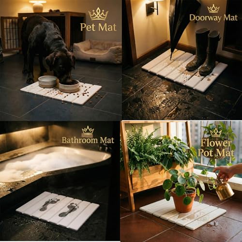 Stone Dish Drying Mat for Kitchen Counter, Quick Dry Stone Mats | 24'' x 15'', Includes 1 Dish Mat & 1 Faucet Mat - size: 24" x 15"