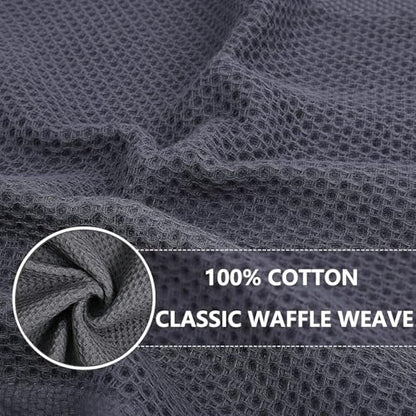 QUILTINA Kitchen Dish Cloths 6 Pack, 12 x 12 Inches, 100% Cotton Waffle Weave Dish Towels, Super Absorbent Quick Drying, Darkgrey - color: Dark Grey, size: 12 x 12 - 6 Pack