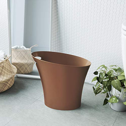 Umbra Skinny Trash Can, Slim Bathroom Garbage Can, 2 Gallon, Bronze | Built-in handle, fits narrow openings and odd spaces, strong construction, easy wipe clean, rounded corners