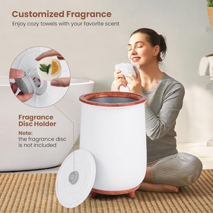 S AFSTAR 23L Towel Warmers for Bathroom - Large Luxury Towel Warmer Bucket with 3 Heat Modes, 4 Timer Settings, Fragrance Disc Holder, Auto Shut Off, Towel Heater for Blankets, Bathrobes (Coffee) - color: Coffee
