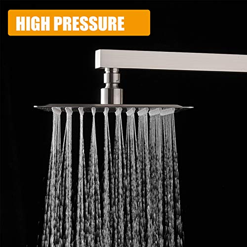 8 Inch Rainfall Shower Head, SUS304 Stainless Steel Brushed Nickel | Square Rain Bathroom Showerhead, High Flow, Large Stainless Steel, Ceiling Mounted, Wall Mounted, Waterfall Full Body - color: Brushed Nickel, size: 8 Inch