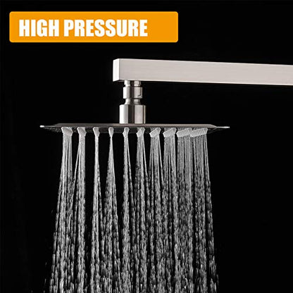 8 Inch Rainfall Shower Head, SUS304 Stainless Steel Brushed Nickel | Square Rain Bathroom Showerhead, High Flow, Large Stainless Steel, Ceiling Mounted, Wall Mounted, Waterfall Full Body - color: Brushed Nickel, size: 8 Inch