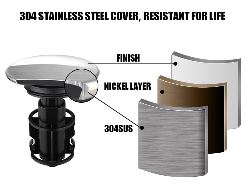 Bathroom Sink Drain, Pop Up Drain Stopper with Overflow, Lavatory Vanity Vessel Sink Drain Assembly, Chrome - color: Chrome