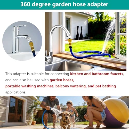 3/4 Inch GHT thread Garden Hose Adapter with Aerator, 360 Degree Swivel Faucet to Garden Hose Adapter,Sink Garden Hose Attachment Connection for Bathroom Kitchen