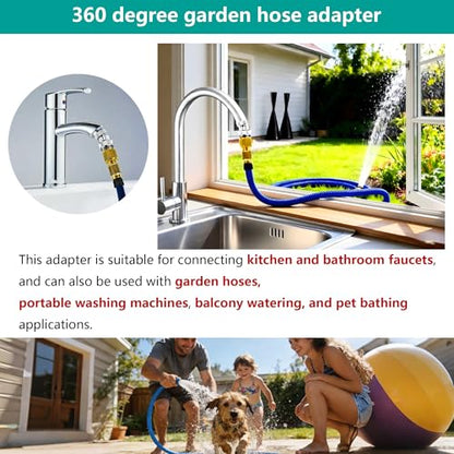 3/4 Inch GHT thread Garden Hose Adapter with Aerator, 360 Degree Swivel Faucet to Garden Hose Adapter,Sink Garden Hose Attachment Connection for Bathroom Kitchen