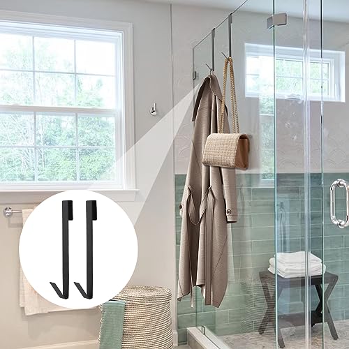 Extended Shower Door Hooks, 4 Pack Heavy Duty Stainless Steel No Drill Over Door Towel Hooks for Frameless Glass Shower Door, Bathroom Organizer (10 Inch) - size: 10 Inch